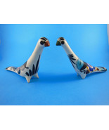 Vintage Mexican Folk Art Set of 2 birds 9.5&quot; Pottery Hand painted - $40.73 CAD