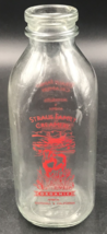 Straus Family Creamery Marshall CA California Milk Clear Bottle 32 Oz 9&quot; Tall - £7.44 GBP