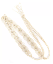 INC International Concepts Cotton Macrame Tie Belt Ivory S/M - £15.56 GBP