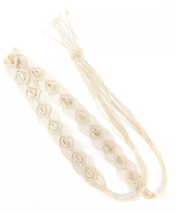 INC International Concepts Cotton Macrame Tie Belt Ivory S/M - $19.79