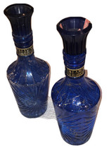 Jim Beam Decanters Blue Bottle Beam&#39;s Choice gold splatter Set Of 2 - $15.80
