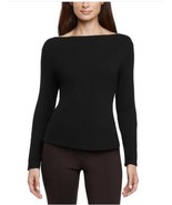 Banana Republic Womens Top Black Long Sleeve Boatneck Stretch Fitted Hea... - $736.60 MXN