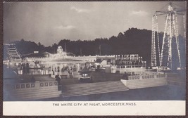 Worcester / Shrewsbury, MA RPPC 1907 White City Amusement Park at Night - $19.75
