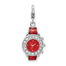 Amore La Vita Silver  Polished 3-D Red Enameled Watch Charm with Fancy L... - $29.91