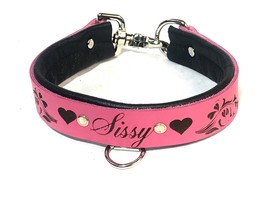 Personally engraved leather choker 1&quot; wide - Choose words floral design ... - £43.95 GBP
