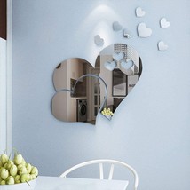 23pcs Heart Shape Mirror Wall Sticker 3D Art Wall Decal Removable Mirror Wall St - £11.19 GBP