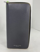 Michael Kors Wallet Warren  Zip Around Gray Leather Yellow Trim W2 - £46.96 GBP