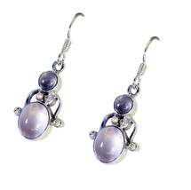 gorgeous Rose Quartz 925 Sterling Silver Pink Earring gemstones CA gift - £18.22 GBP
