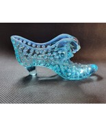 Vintage Fenton Blue Opalescent Hobnail Art Glass Cat Head Shoe Slipper Boot - $15.00