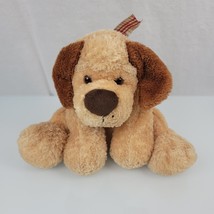 Mary Meyer Flip Flops PUPPY DOG Brown Tan Soft Floppy 12&quot; Plush Animal Plaid Bow - £15.91 GBP