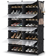 HOMIDEC Shoe Rack, 8 Tier Shoe Storage Cabinet 32 Pair Plastic Shoe Shel... - £82.17 GBP