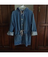 Vintage ANDY JOHNS Denim Jacket Hoodie 80s 90s Blue Jean Coat Ties Pocke... - $144.66 CAD