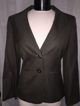Ann Taylor Women&#39;s Blazer Brown Pinstripe Wool Blend Blazer Size 6  - $32.38 CAD