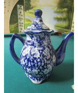 BLUE WARE FLORAL TEAPOT ENGLISH 8&quot; [*a12] - $60.93 CAD