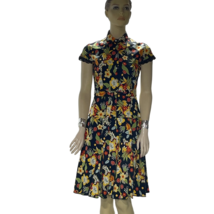 ID DIO Dress Multicolor Floral Drop Waist Skater Cotton Stretch Women&#39;s ... - $26.99