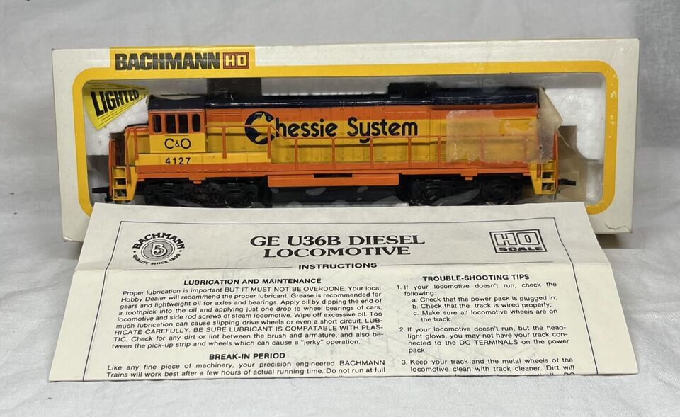 Primary image for HO Scale Locomotive Bachmann 41-0640-09 GE U36B C&O 4127 Chessie System NOS