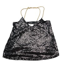 Michel Shirt Womens S Black Sleeveless Sequin Shimmer Chain Tank Top - £14.88 GBP