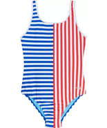 Speedo Girls&#39; Stripe Blocked One Piece Swimsuit Red White Blue True Coba... - $445.58 MXN