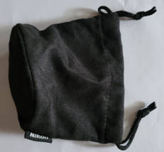 NIKON BLACK CAMERA LENS POUCH SOFT SUEDE CASE 4.75&quot; Tall 3.25&quot; w/ Drawst... - $17.44
