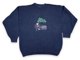 Vtg 90s Izod Championship Golf Sweater Mens Navy Blue Knit Embroidered G... - $19.31