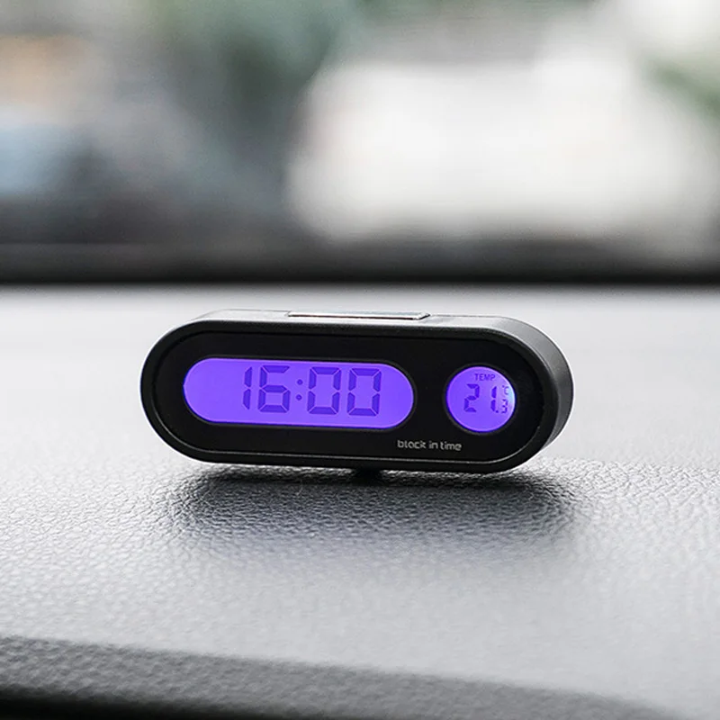 Car Mini Electronic Clock Time Watch Auto Dashboard Clocks Luminous Thermomete - £13.20 GBP