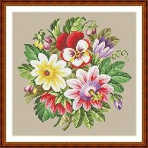 Berlin Woolwork  Antique Bouquet 3 Multifloral Cross Stitch PDF Pattern PDF - $6.00
