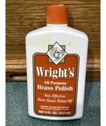 Vintage Wright's All Purpose Brass Polish Discontinued Old Bottle 8 fl oz FULL