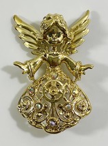 Rhinestone Angel Christmas Holiday Faith Brooch Pin - $12.86