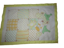 Carters Vintage baby crib blanket yellow trim sleeping bears clown party... - £40.69 GBP