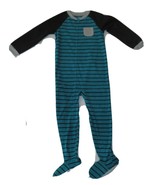 Carters Fleece Footed Pajama Blanket Sleeper Size 6 7 Stripe Teal Black - $496.32 MXN
