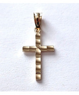 New 14k Yellow Gold Classic Simple Cross Charm Pendent - £70.77 GBP