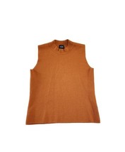 Eileen Fisher Wool Knit Mock Neck Sleeveless Top Mustard Orange S - £35.61 GBP
