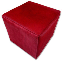 Cowhide Cube Cowhide Burgundy Red Cow hide Ottoman Furniture   - $296.99