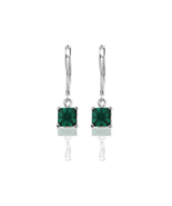Silvertone Rhodium Plated Brass Green Square Cubic Zirconia Leverback Ea... - $50.55 CAD
