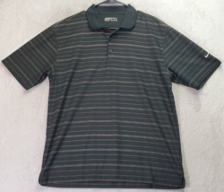 Nike Polo Shirt Mens Medium Black Striped Golf Polyester Short Sleeve Collared - £13.04 GBP