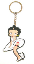 Betty Boop Keyring Wearing White Dress With Her Little Dog, Keychain Purse Charm - $15.90