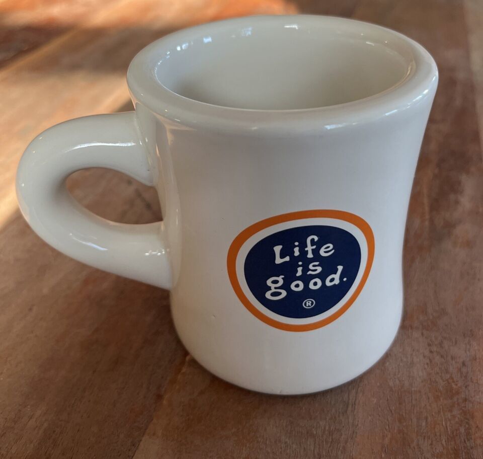 Life is Good Coffee Mug Cup Diner Style Heavy Classic White Logo - $11.30