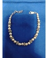 925 Sterling Silver Beaded Bracelet 6.5 In Long 5 Mm Wide Free Shipping - $729.90 MXN