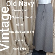 Vintage Old Navy Brown Plaid Side Zip Maxi Skirt Skirt Size 10 - $17.00