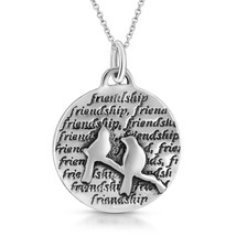 Simple Friends Forever &quot;Friendship&quot; Message and Birds Sterling Silver Necklace - £19.43 GBP