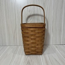 Longaberger Basket 1991 8.25" or 13" w/handle 6.25" square w/ plastic protector - $19.79