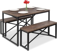 Best Choice Products 45.5In 3-Piece Bench Style Dining Furniture, Brown/Black - £166.06 GBP