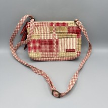 Bella Taylor Red Tan Plaid Crossbody Quilted 8.5&quot;x6&quot; Purse Bag Adjustable Strap - £11.84 GBP
