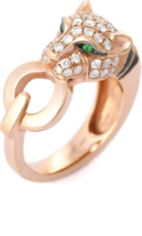 18K Rose Gold Iconic Panther Ring with Tsavorite and Diamond - £2,471.60 GBP