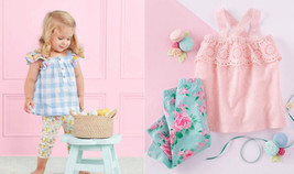 Mud Pie SET Toddler Girl TWO Outfits Pink Blue Flowers Gingham 24 Months/2T EUC - £23.97 GBP