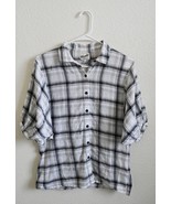 Wrangler Shirt Women’s Size L Black &amp; White Plaid Short Sleeve Western - $10.68