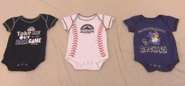 2024 Mlb Infant Baby 3 Piece Creeper Colorado Rockies Purple Black 3-6 Months - £19.74 GBP