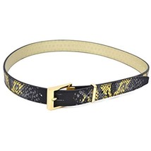 MSRP $44 DKNY Women&#39;s Metallic Snake-embossed Belt Charcoal Size Medium - £8.04 GBP