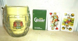 Gosser Bier Salzburg Austrian Beer Glass Seidel &amp; Playing Cards - $9.95