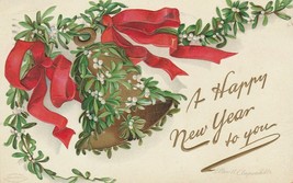 Vintage Postcard New Year Bell with Mistletoe Ellen Clapsaddle 1908 - £6.23 GBP